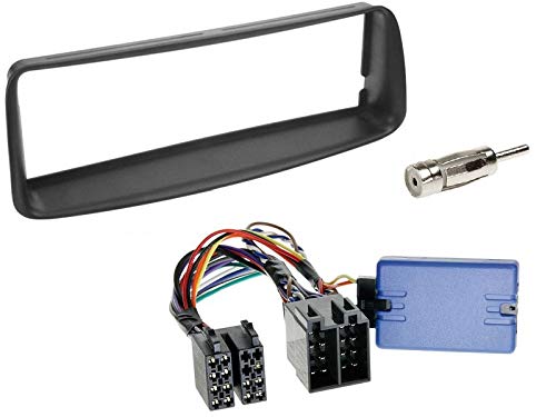 1 DIN Radio Einbauset mit Lenkradfernbedienung für Peugeot 206 2002-2007 schwarz von EHO