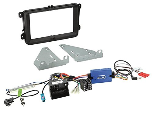 1 DIN Radio Einbauset mit Lenkradfernbedienung für Seat Alhambra 2 (7N) ab 10/2010 schwarz von EHO