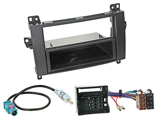 1 Din Radio Einbauset Blende Radioanschlusskabel Antennenadapter für Mercedes Sprinter W906 ab 2006 mit Quadlock von EHO