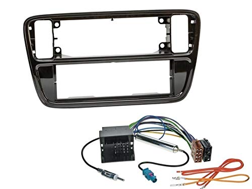 EHO 1 Din Radio Einbauset Blende Radioanschlusskabel Antennenadapter für VW Up (AA/AAN) Baujahr 2011 bis 2016 von EHO