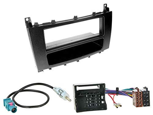 1 Din Radio Einbauset Blende Radioanschlusskabel Antennenadapter für Mercedes C Klasse W203 S203 CL203 Facelift von EHO