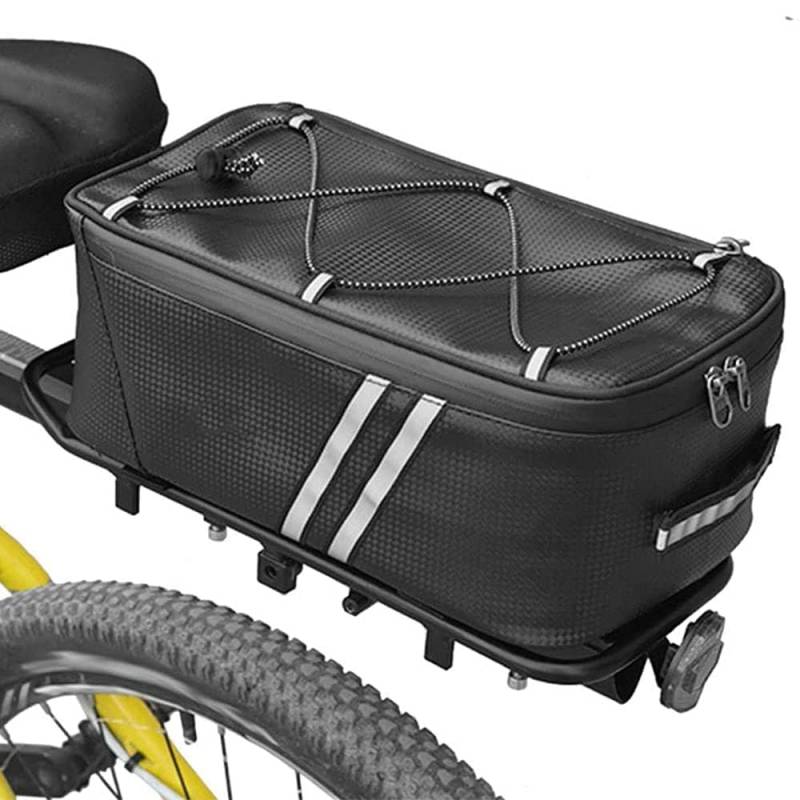 Fahrradtasche Gepäckträger Reflektierende wasserdichte PU 5L Fahrrad Gepäckträgertasche Hinten Multifunktionale Mehrere Fächer Fahrrad E-Bike Hecktasche für Outdoor Reisen Radfahren von EHOTER