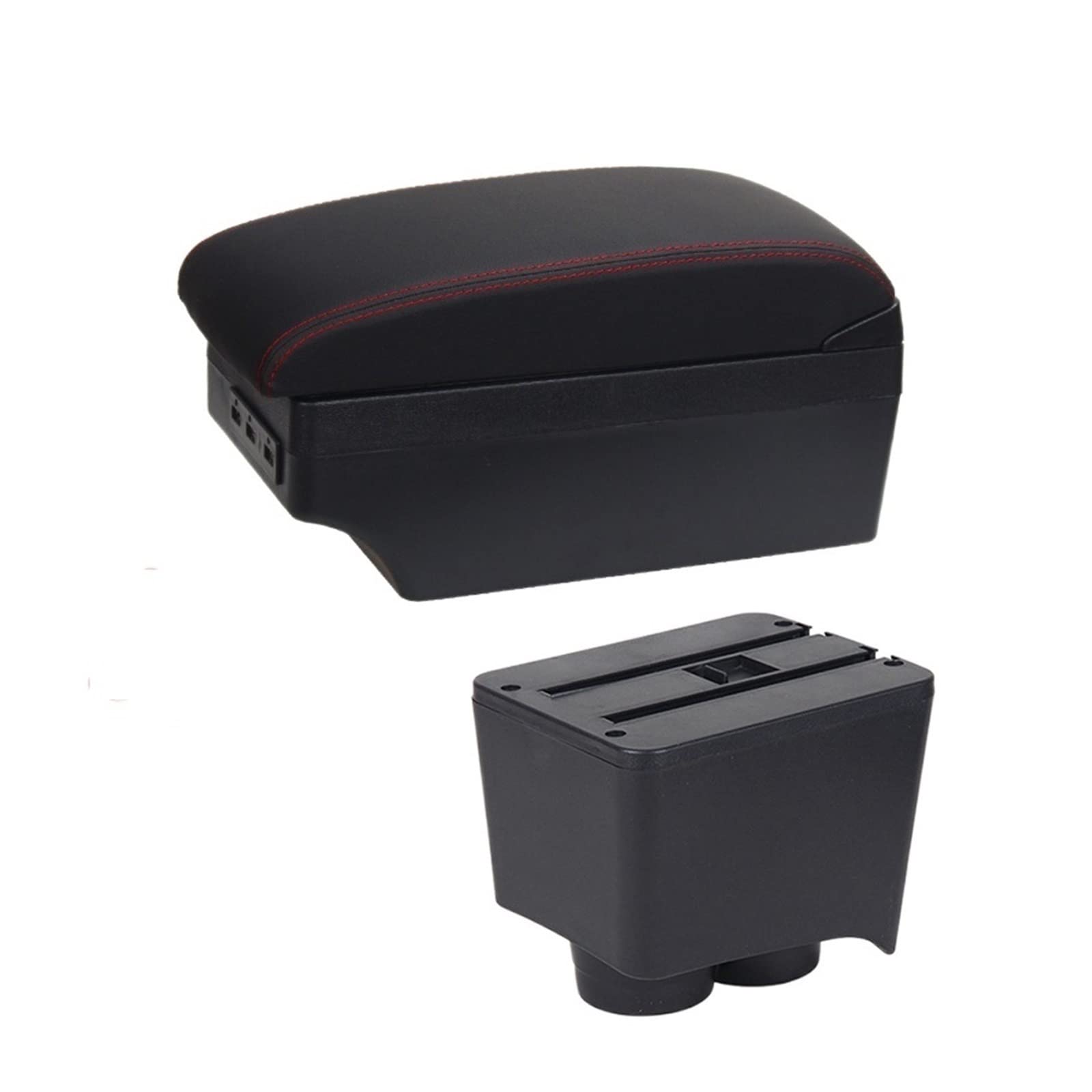 Armlehnenbox Ablagefach Auto Armlehnenbox Mittelkonsole Aufbewahrungsbox Für POLO Für 9n 3 2002 2003 2004 2005 2006 2007 2008 2009(Black red 7USB) von EIDASH