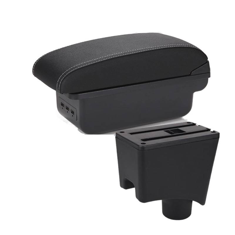 Armlehnenbox Ablagefach Auto-Handlauf Modifizierte Auto-Aufbewahrungsbox Für R&enault Für Sandero(Black white 3USB) von EIDASH