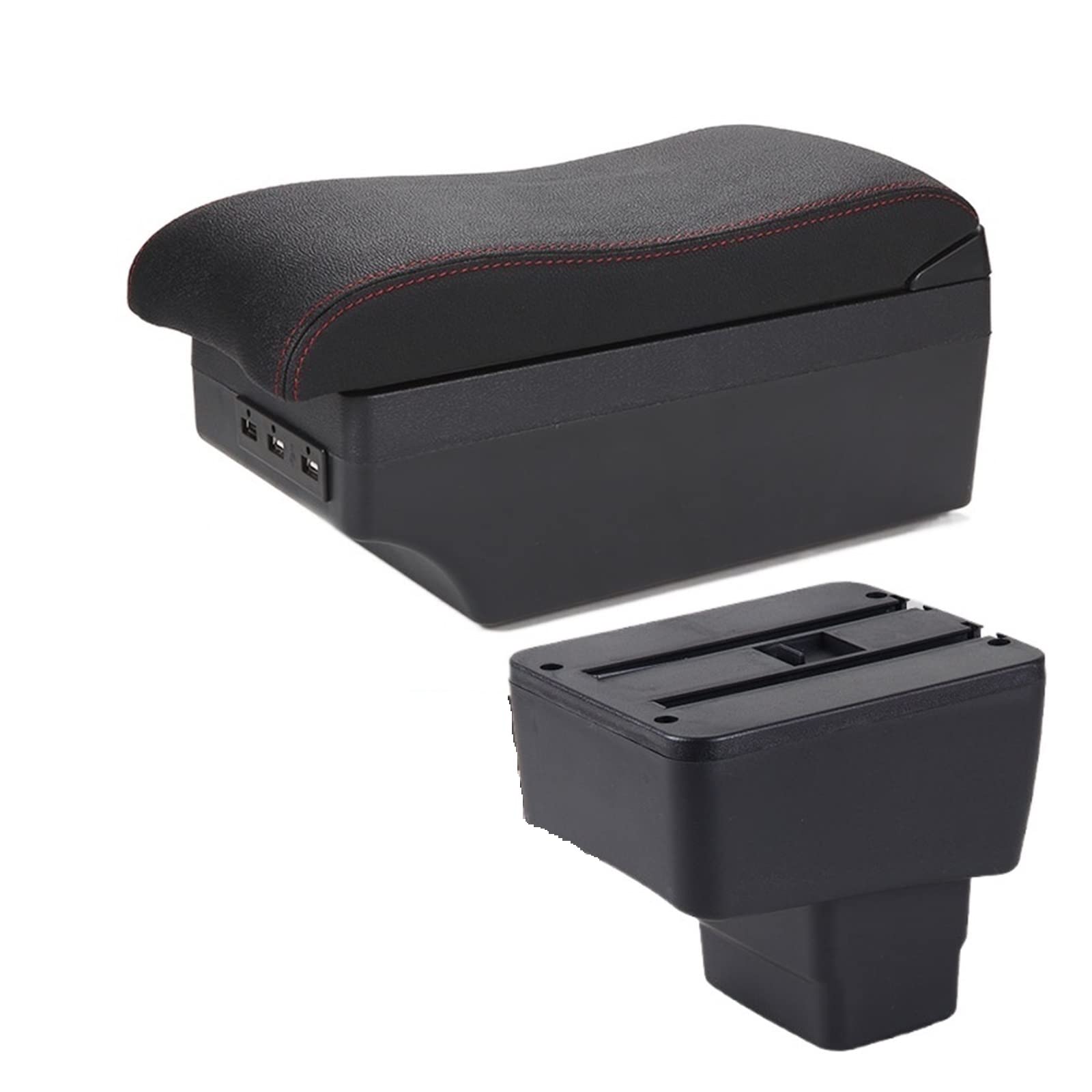 Armlehnenbox Ablagefach Auto Reservoir Modification Access Zubehör Für Mazda Für CX-3 2014 2015 2016 2017 2018 2019(A1 Black red 7USB) von EIDASH