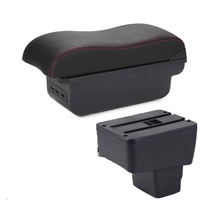 Armlehnenbox Ablagefach Auto-Reservoir-Modifikationsspeicher Für Mazda Für CX-3 2014 2015 2016 2017 2018 2019(B1 Black red 3USB) von EIDASH