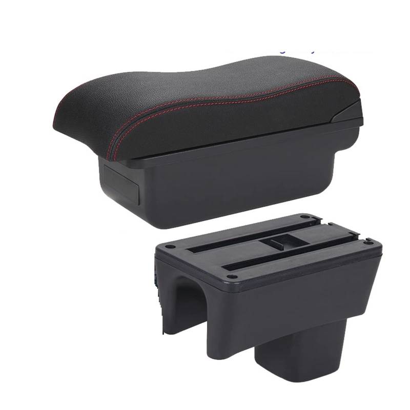 Armlehnenbox Ablagefach Auto-Speicher-Armlehnenbox Für S&UZUKI Für Swift 2012 2013 2014 2015 2016 2018 2019 2020 2021(C1 Black red NO USB) von EIDASH