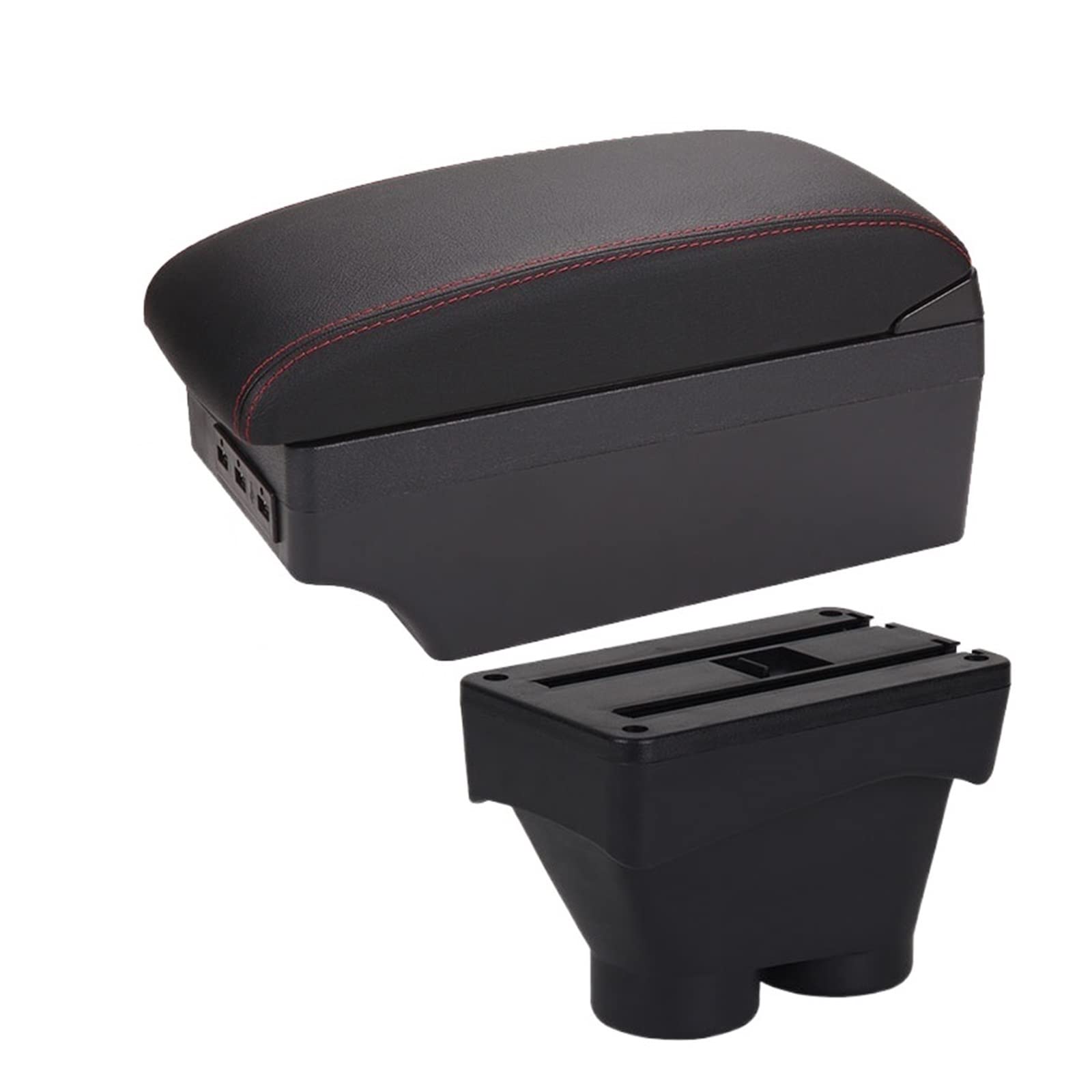 Armlehnenbox Ablagefach Auto Storage Armrest Box Autozubehör Für Peugeot Für 208 2012 2013 2014 2015 2016 2017 2018(A1 Black red 7USB) von EIDASH