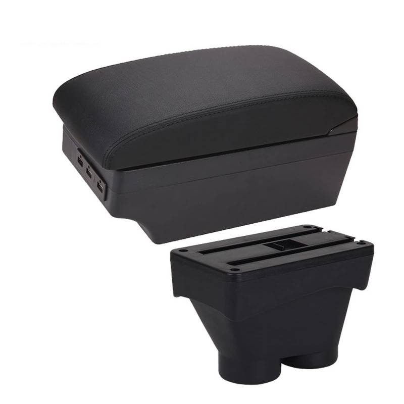 Armlehnenbox Ablagefach Auto Storage Armrest Box Autozubehör Für Peugeot Für 208 2012 2013 2014 2015 2016 2017 2018(A2 Black line 7USB) von EIDASH