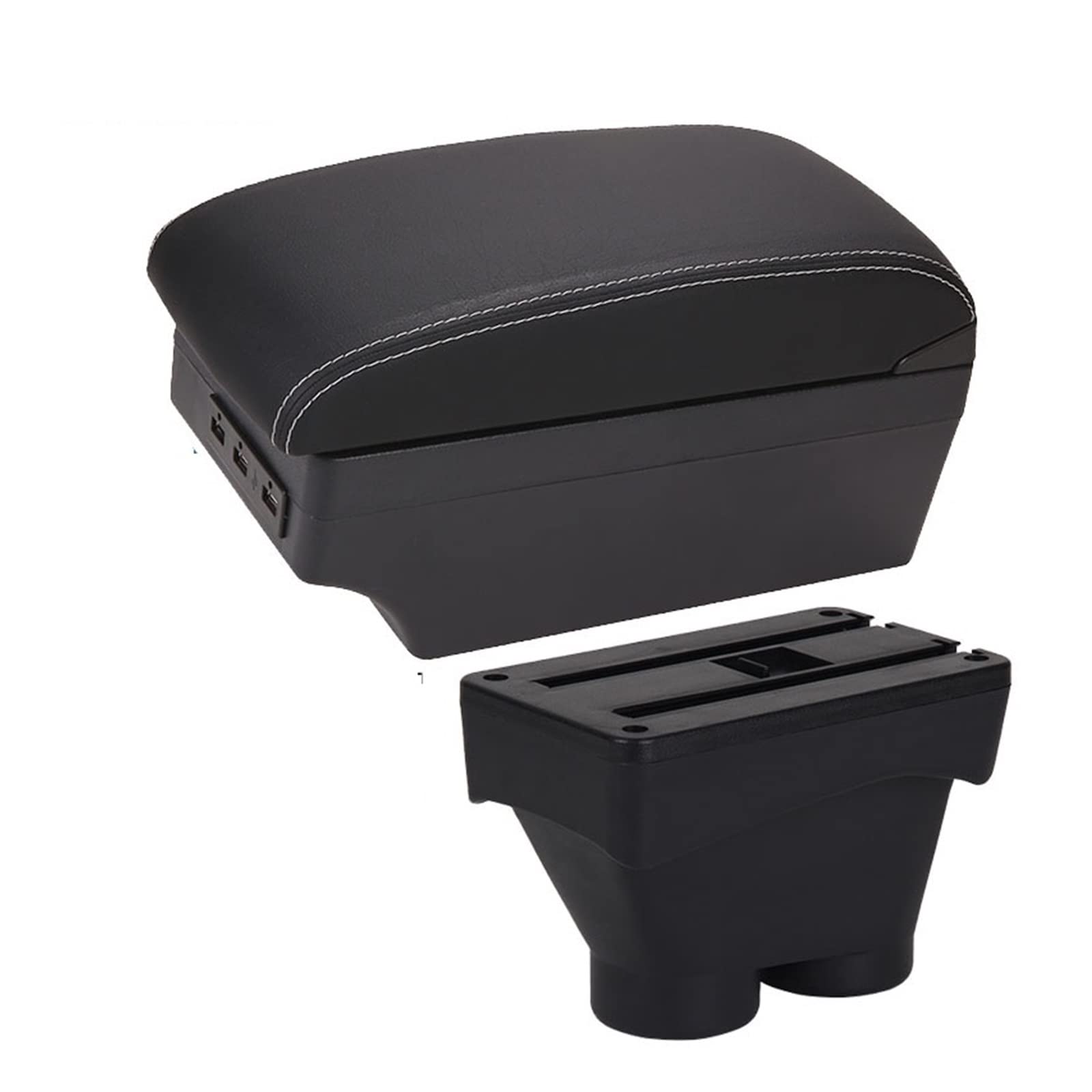 Armlehnenbox Ablagefach Auto Storage Armrest Box Autozubehör Für Peugeot Für 208 2012 2013 2014 2015 2016 2017 2018(A3 Black white 7USB) von EIDASH