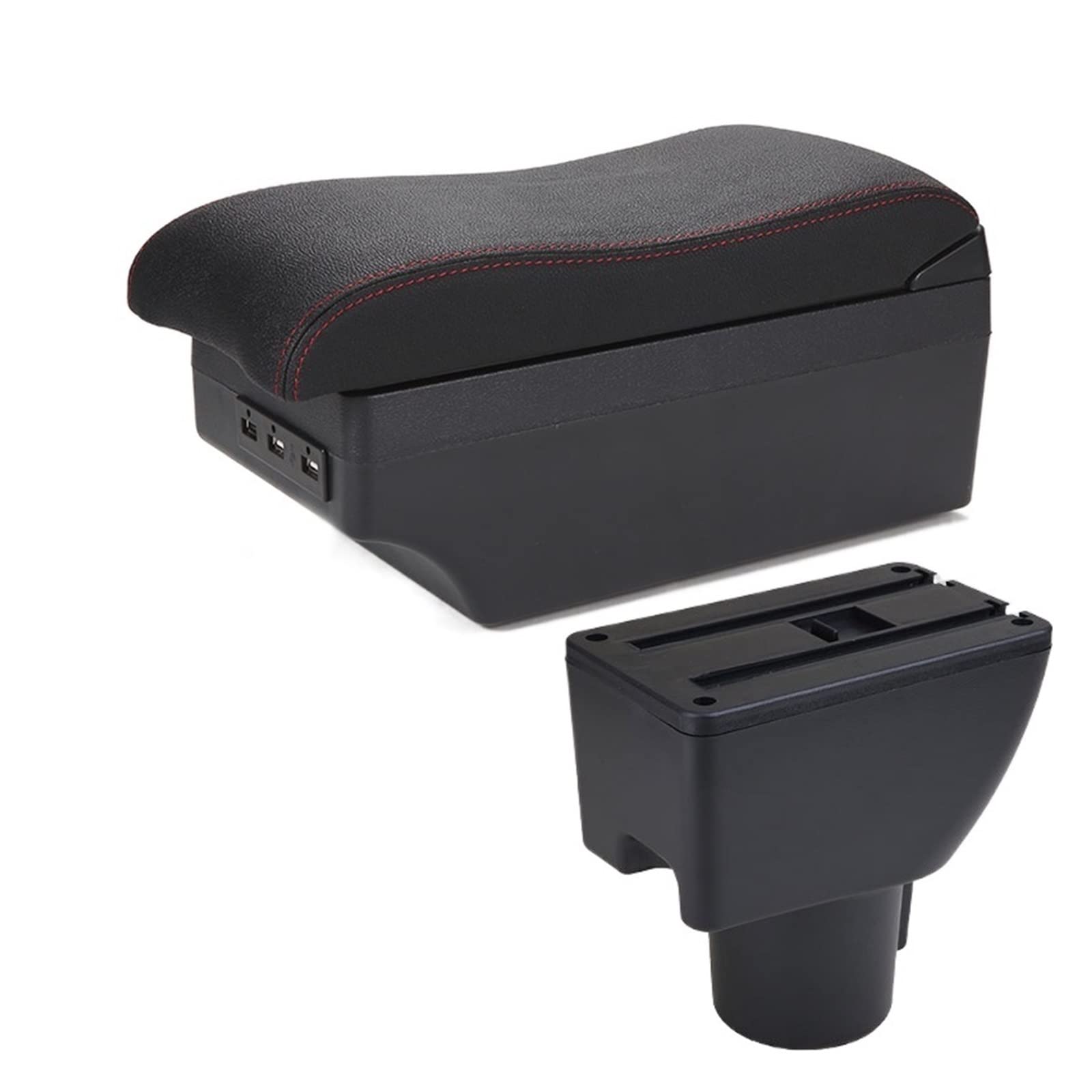 Armlehnenbox Ablagefach Für Hyundai Für Getz Car Storage Box Modification And Storage Armrest Box(A1 Black red 7USB) von EIDASH