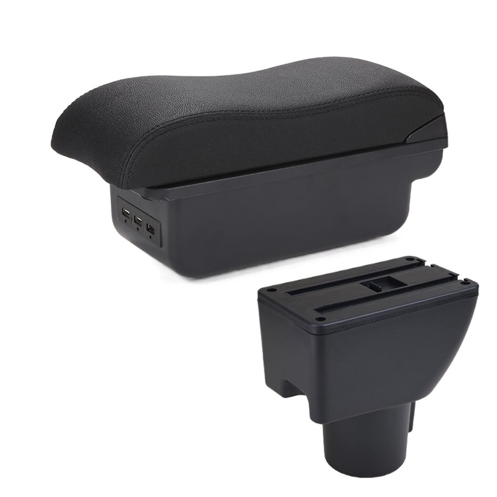 Armlehnenbox Ablagefach Für Hyundai Für Getz Car Storage Box Modification And Storage Armrest Box(Black line 3USB) von EIDASH