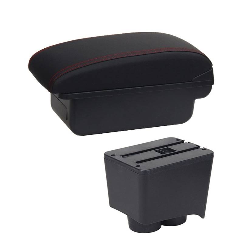 Armlehnenbox Ablagefach Für POLO Für 9N 3 2002 2003 2004 2006 2006 2008 2009 Aufbewahrungsbox Für Autoteile(Black red NO USB) von EIDASH