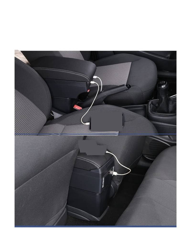 Armlehnenbox Ablagefach Für Peugeot Für 208 2012 2013 2014 2015 2016 2017 2018Auto Lagerung Armlehne Box Autozubehör(A1 Black red 7USB) von EIDASH