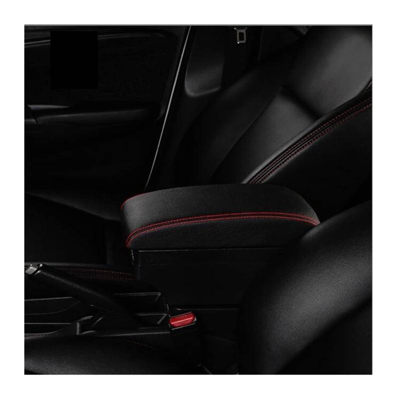 Armlehnenbox Ablagefach Für S&UZUKI For Banny Road's Interior Double Layer Armrest Box(B black red line) von EIDASH