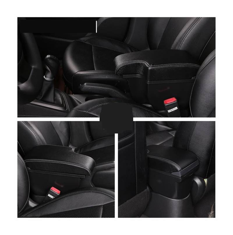 Armlehnenbox Ablagefach Für T&oyota Hilux Modified Interior Car Armrest Storage Kann Das Teleskop-Cup-Rahmen-Zubehör Drehen(A1 Leather 3USB) von EIDASH