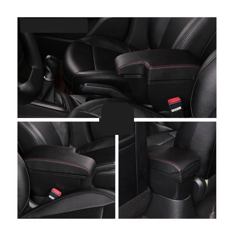 Armlehnenbox Ablagefach Für T&oyota Hilux Modified Interior Car Armrest Storage Kann Das Teleskop-Cup-Rahmen-Zubehör Drehen(A2 Leather 3USB) von EIDASH