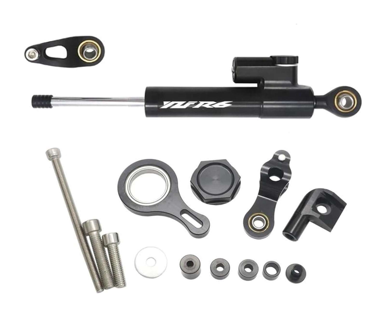 Lenkungsdämpfer Motorrad Für YZF R6 YZFR6 2006-2020 Stabilisieren Montagehalterung Kit Halterung Unterstützung Einstellbarer Motorrad Lenkungsdämpfer Stabilisator(Set2) von EIDASH