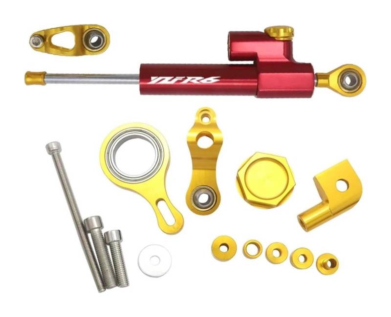 Lenkungsdämpfer Motorrad Für YZF R6 YZFR6 2006-2020 Stabilisieren Montagehalterung Kit Halterung Unterstützung Einstellbarer Motorrad Lenkungsdämpfer Stabilisator(Set4) von EIDASH