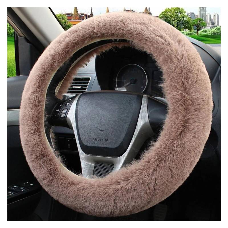 Universal 36-39 cm Auto Lenkrad Abdeckung Winter Flauschigen Kaninchen Haar Abdeckung Für Lenkrad Auto Lenkung Wrap Lenkradbezug Auto Lenkrad Bezug Lenkradbezug Leder (Farbe : Camel) von EIMMLSX