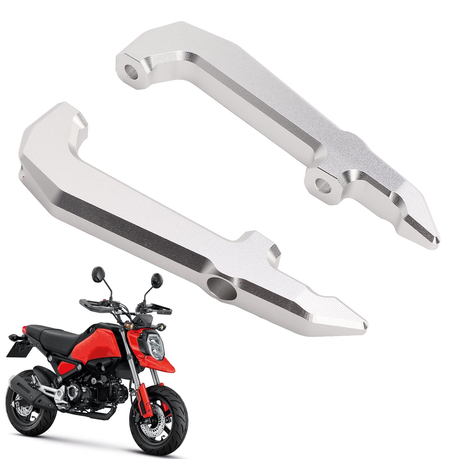 Beifahrer-Haltegriffe, Paar Motorrad-Rücksitz-Lenker aus Aluminiumlegierung, Ersatz für MSX125 GROM, Schwarz (Silber) von EIMSOAH