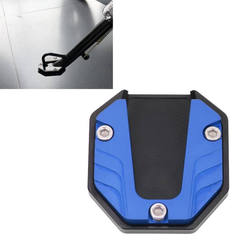 EIMSOAH Motorrad-Seitenständer-Plattenpolster, Hochfestes Kickstand-Pad-Plattenstützzubehör, Verlängerungsfuß-Seitenständer aus Aluminiumlegierung, für Motorräder (Blau) von EIMSOAH