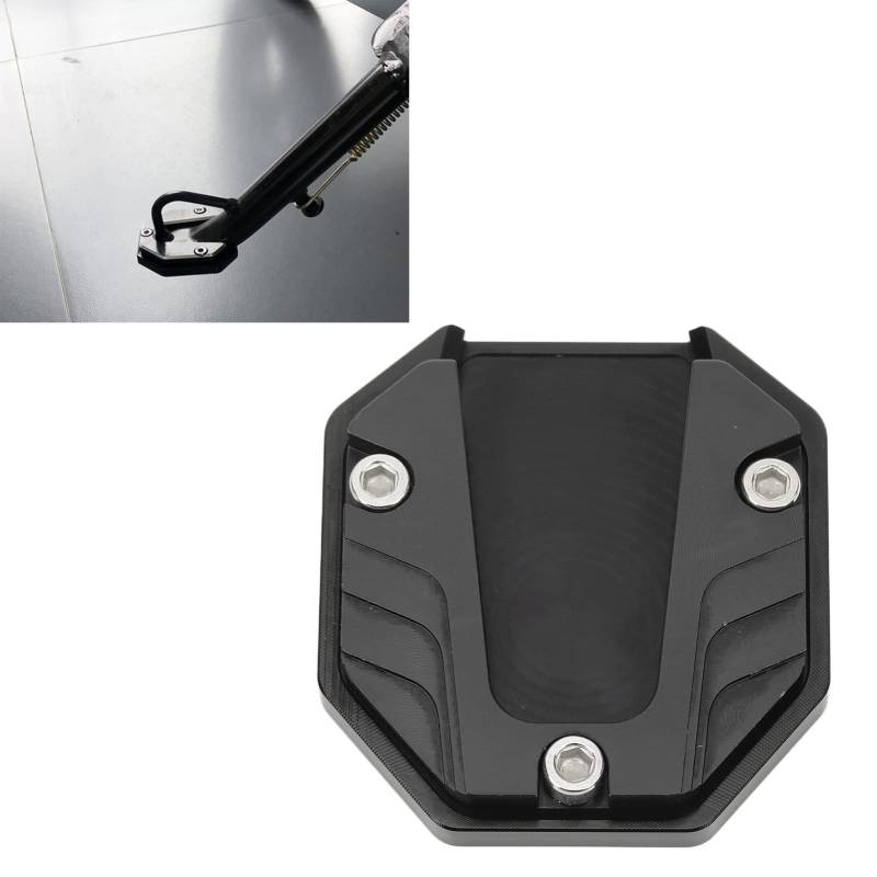 EIMSOAH Motorrad-Seitenständer-Plattenpolster, Hochfestes Kickstand-Pad-Plattenstützzubehör, Verlängerungsfuß-Seitenständer aus Aluminiumlegierung, für Motorräder (Schwarz) von EIMSOAH