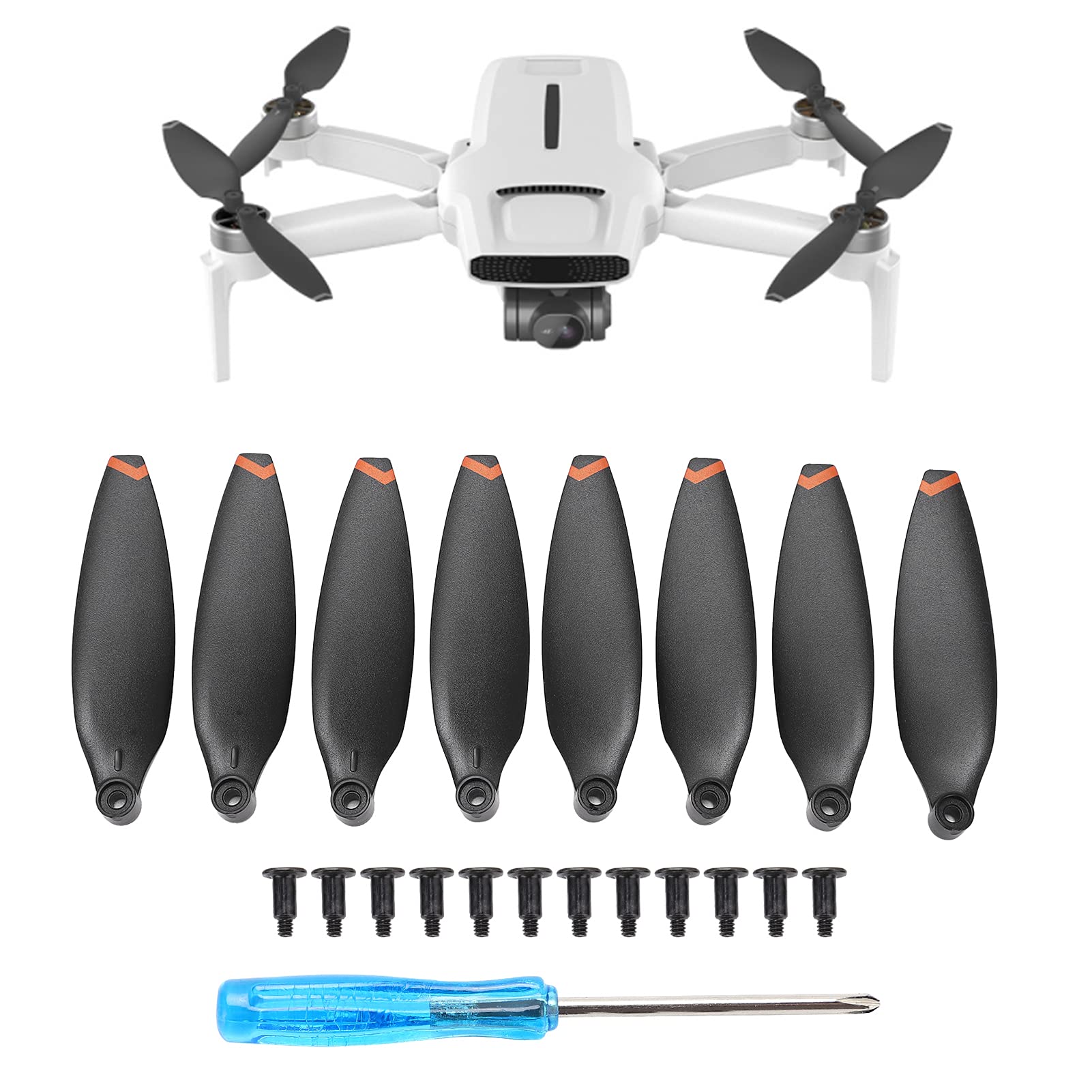 EIMSOAH Oumefar 8-teilige Drohnenpropeller, Zusammenklappbares Quadrocopter-Zubehör, Fernbedienungs-Drohnenblatt-Ersatzteile für FIMI X8 Mini (Orangefarbene Ränder) von EIMSOAH