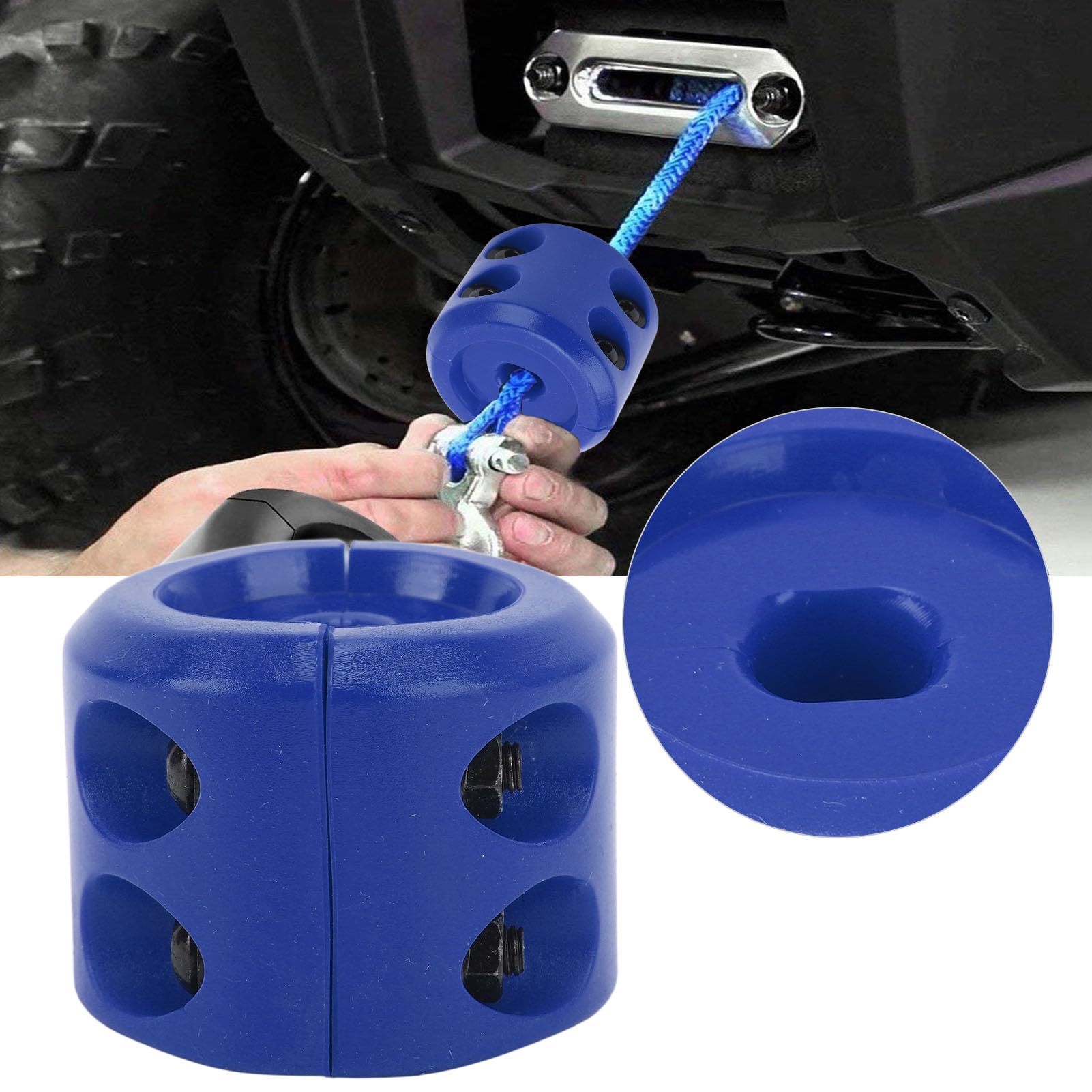 EIMSOAH Windenkabel-Hakenstopper, Auto-Gummi-Windenstopper, Gummiseil-Hakenpuffer mit Sechskantschlüssel für ATV UTV SUV ORV Trucks (Blau) von EIMSOAH