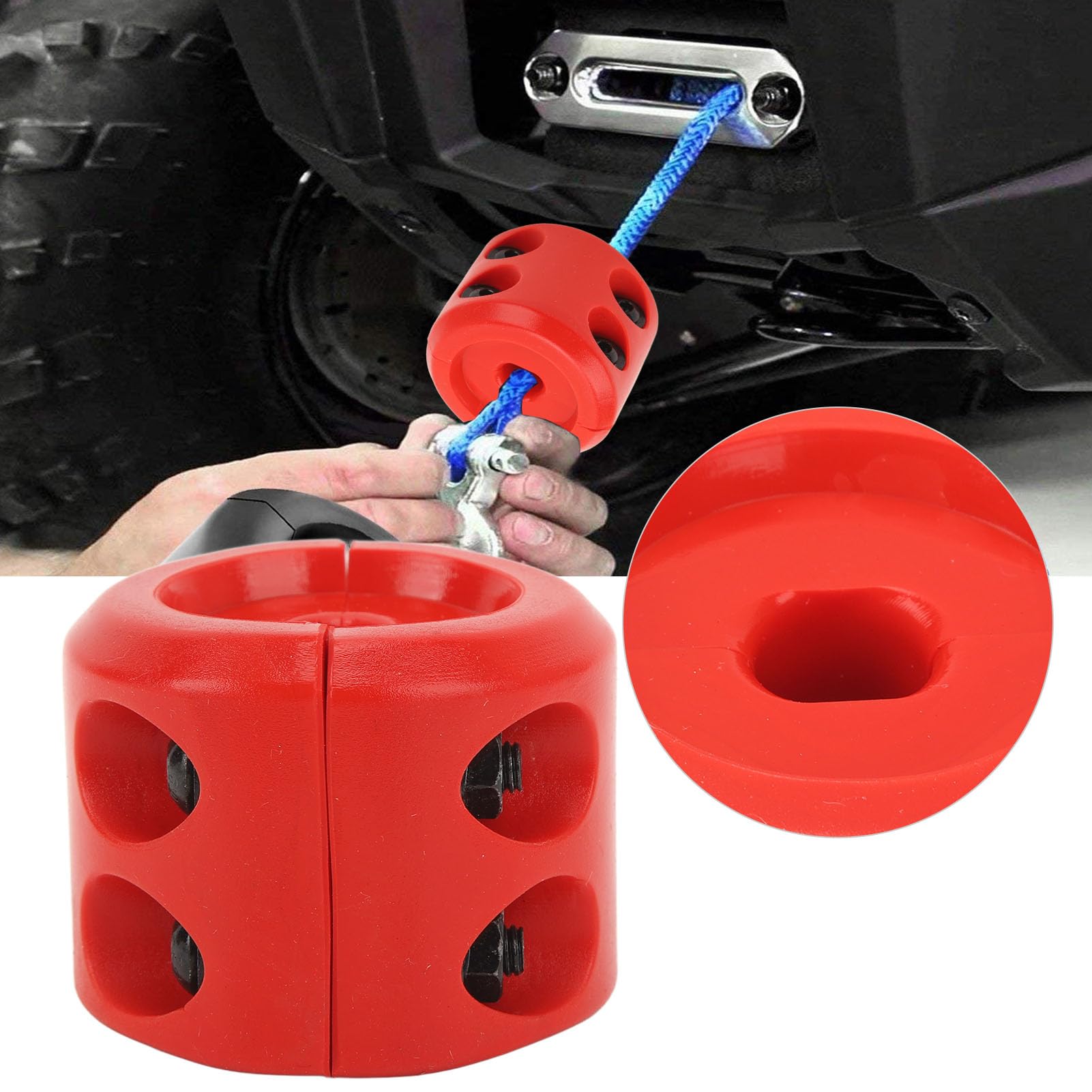 EIMSOAH Windenkabel-Hakenstopper, Auto-Gummi-Windenstopper, Gummiseil-Hakenpuffer mit Sechskantschlüssel für ATV UTV SUV ORV Trucks (Rot) von EIMSOAH