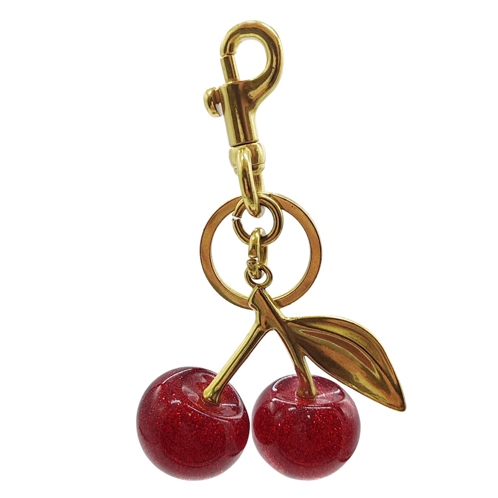 EIOYUMY Cherry Schlüsselanhänger Taschenanhänger Cherry Bag Charm für Frauen Glänzendes Harz & Metall Zubehör für Geldbörsen und Taschen Rot Groß von EIOYUMY
