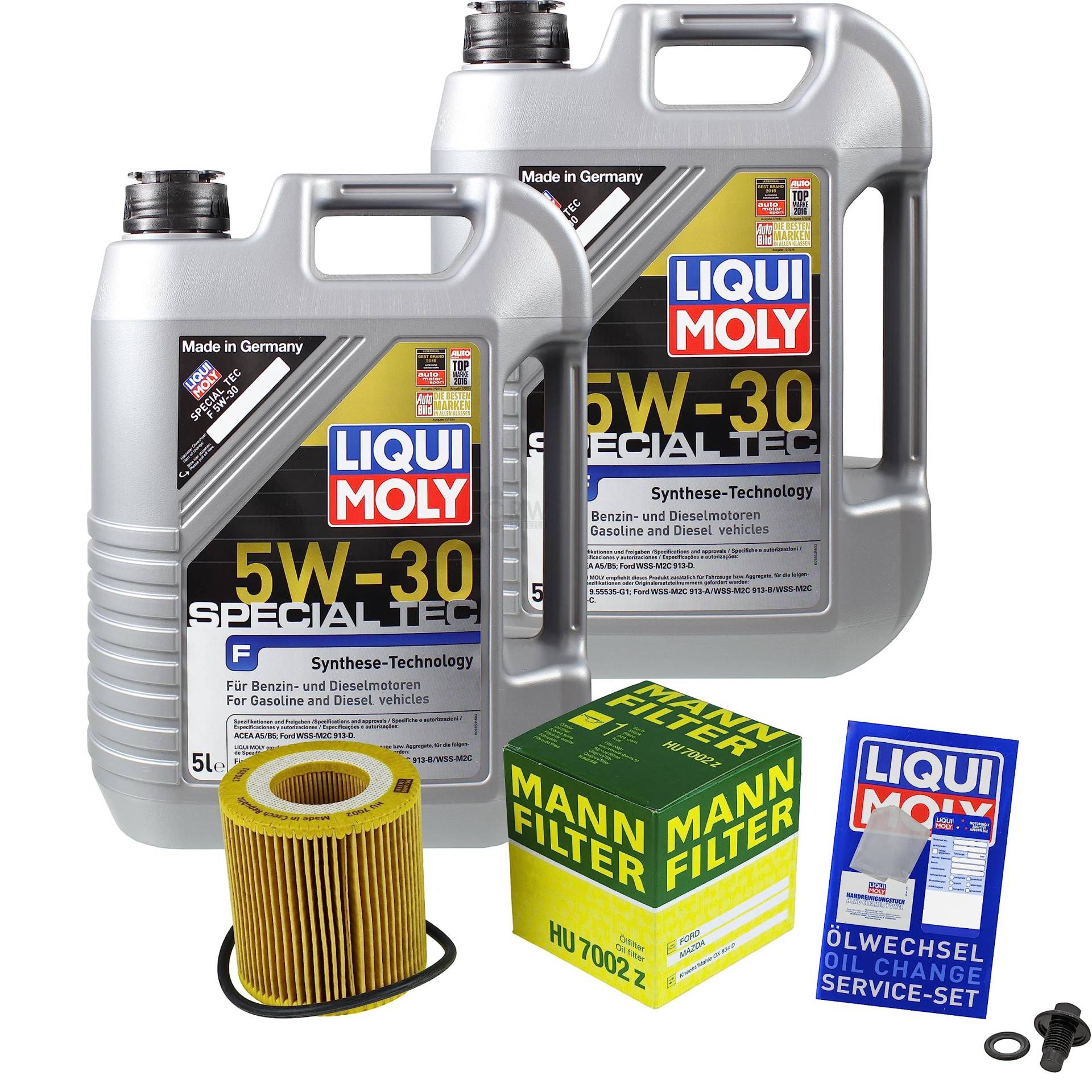 EISENFELS Filter Set Inspektionspaket erstellt mit 10 L Motoröl Liqui Moly 5W-30 Special Tec F, MANN-FILTER Ölfilter, Verschlussschraube von EISENFELS