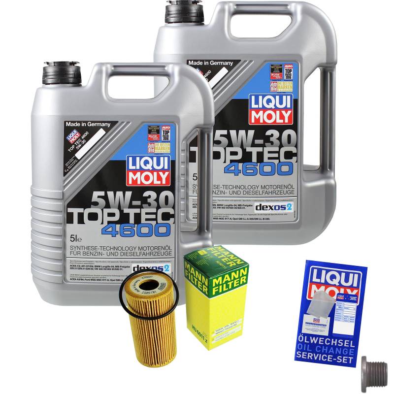 EISENFELS Filter Set Inspektionspaket erstellt mit 10 L Motoröl Liqui Moly 5W-30 Top Tec 4600, MANN-FILTER Ölfilter, Verschlussschraube von EISENFELS