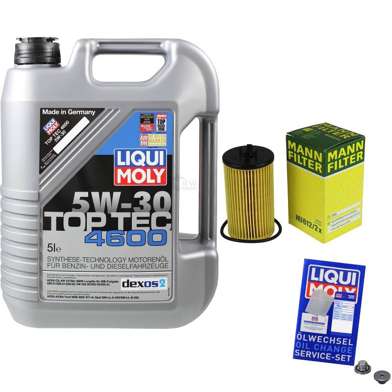 EISENFELS Filter Set Inspektionspaket erstellt mit 5 L Motoröl Liqui Moly 5W-30 Top Tec 4600, MANN-FILTER Ölfilter, Dichtring von EISENFELS