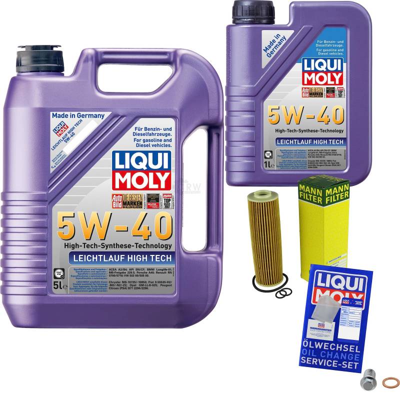 EISENFELS Filter Set Inspektionspaket erstellt mit 6 L Motoröl Liqui Moly 5W-40 Leichtlauf High Tech, MANN-FILTER Ölfilter, Verschlussschraube von EISENFELS