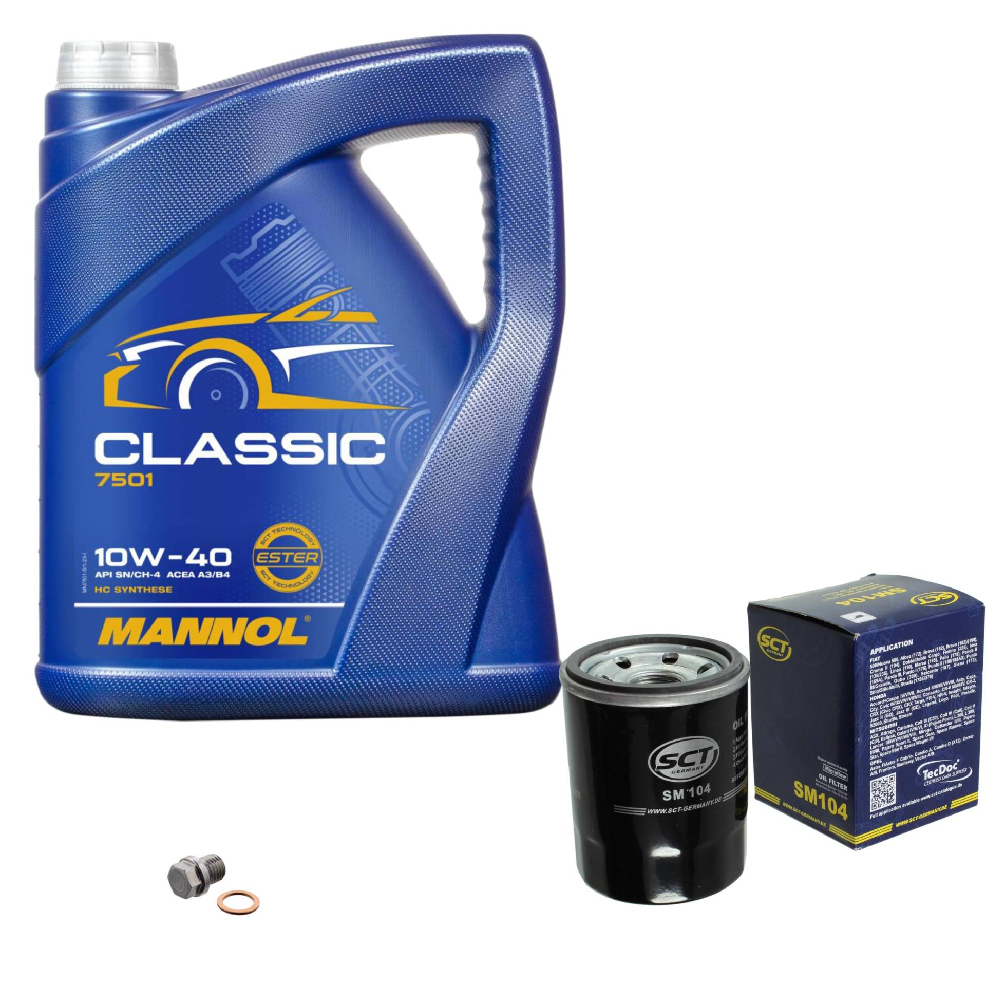 Inspektionspaket Wartungspaket Filterset mit 5 L Motoröl Classic 10W-40, Ölfilter, Verschlussschraube von EISENFELS