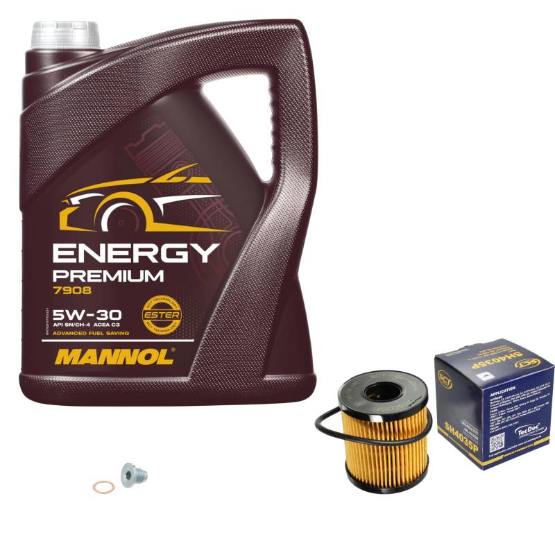 Inspektionspaket Wartungspaket Filterset mit 5 L Motoröl Energy Premium 5W-30, Ölfilter, Verschlussschraube von EISENFELS