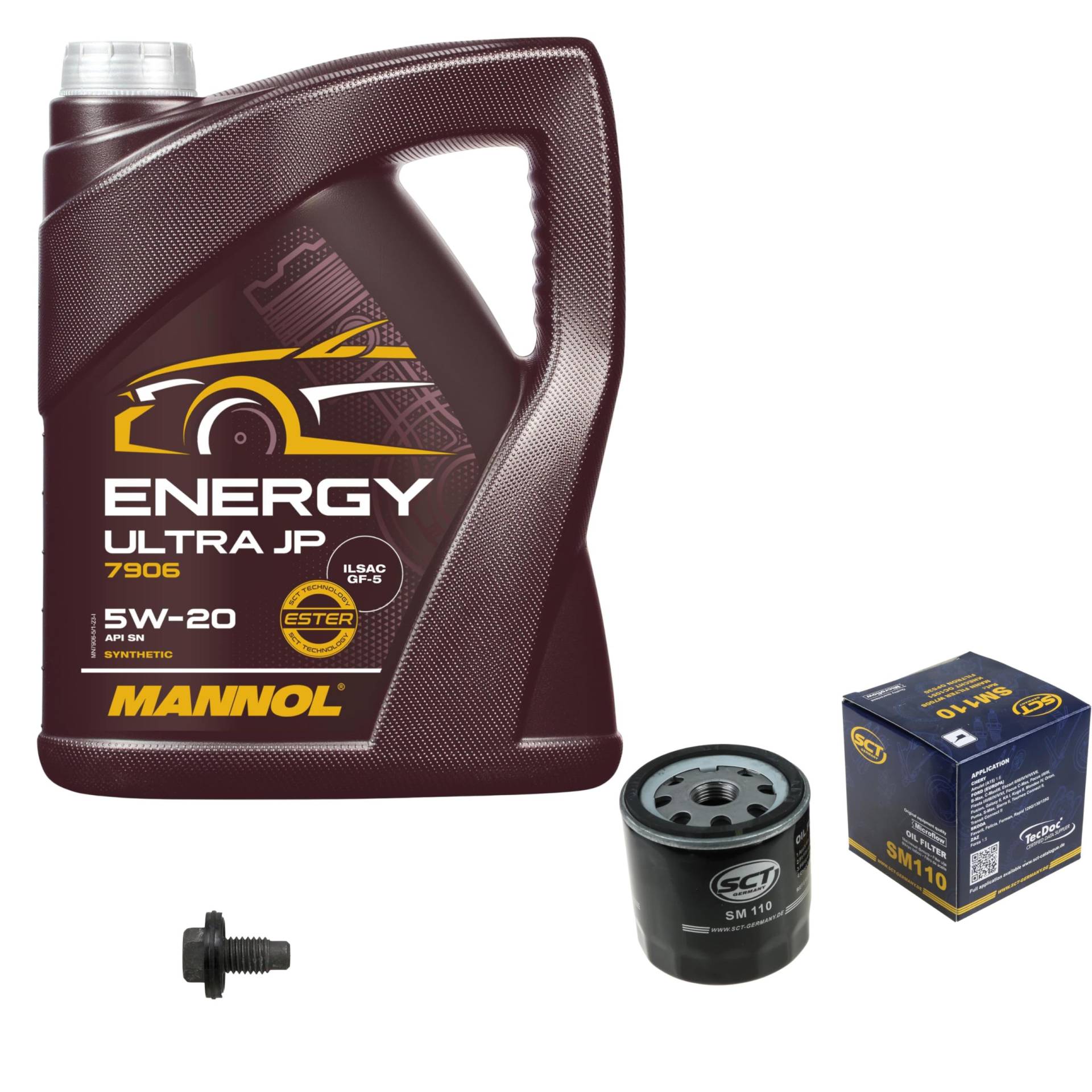 Inspektionspaket Wartungspaket Filterset mit 5 L Motoröl Energy Ultra JP 5W-20, Ölfilter, Verschlussschraube von EISENFELS