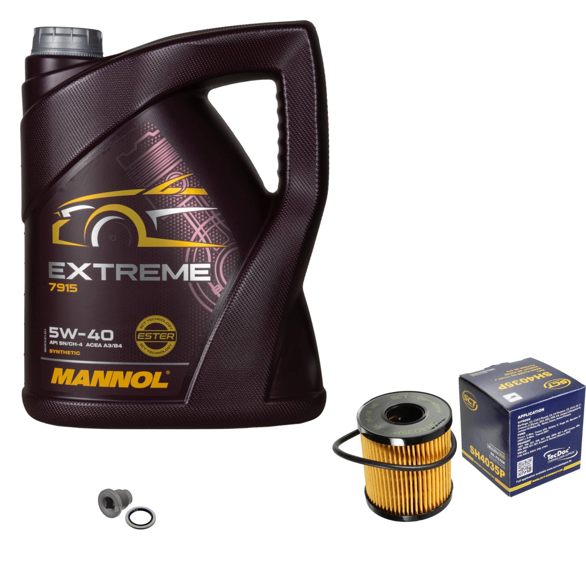 Inspektionspaket Wartungspaket Filterset mit 5 L Motoröl Extreme 5W-40, Ölfilter, Verschlussschraube von EISENFELS