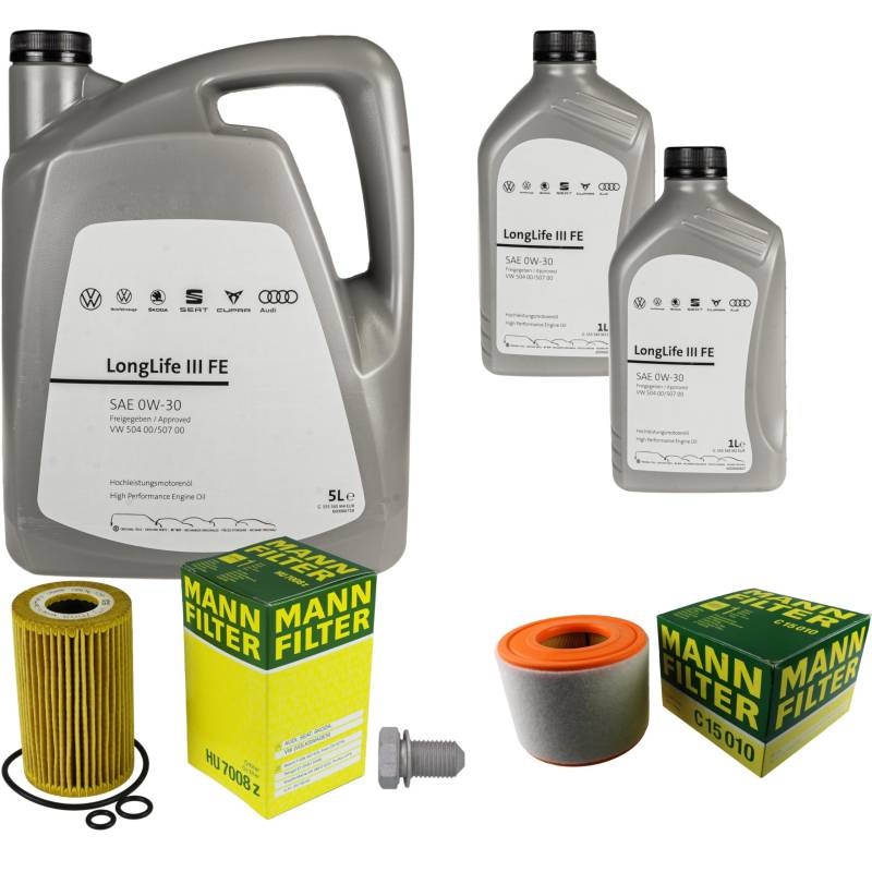 Inspektionspaket Wartungspaket Filterset mit 7 L 0W-30 Motoröl LongLife 3 FE, Ölfilter Luftfilter Ölablassschraube von EISENFELS