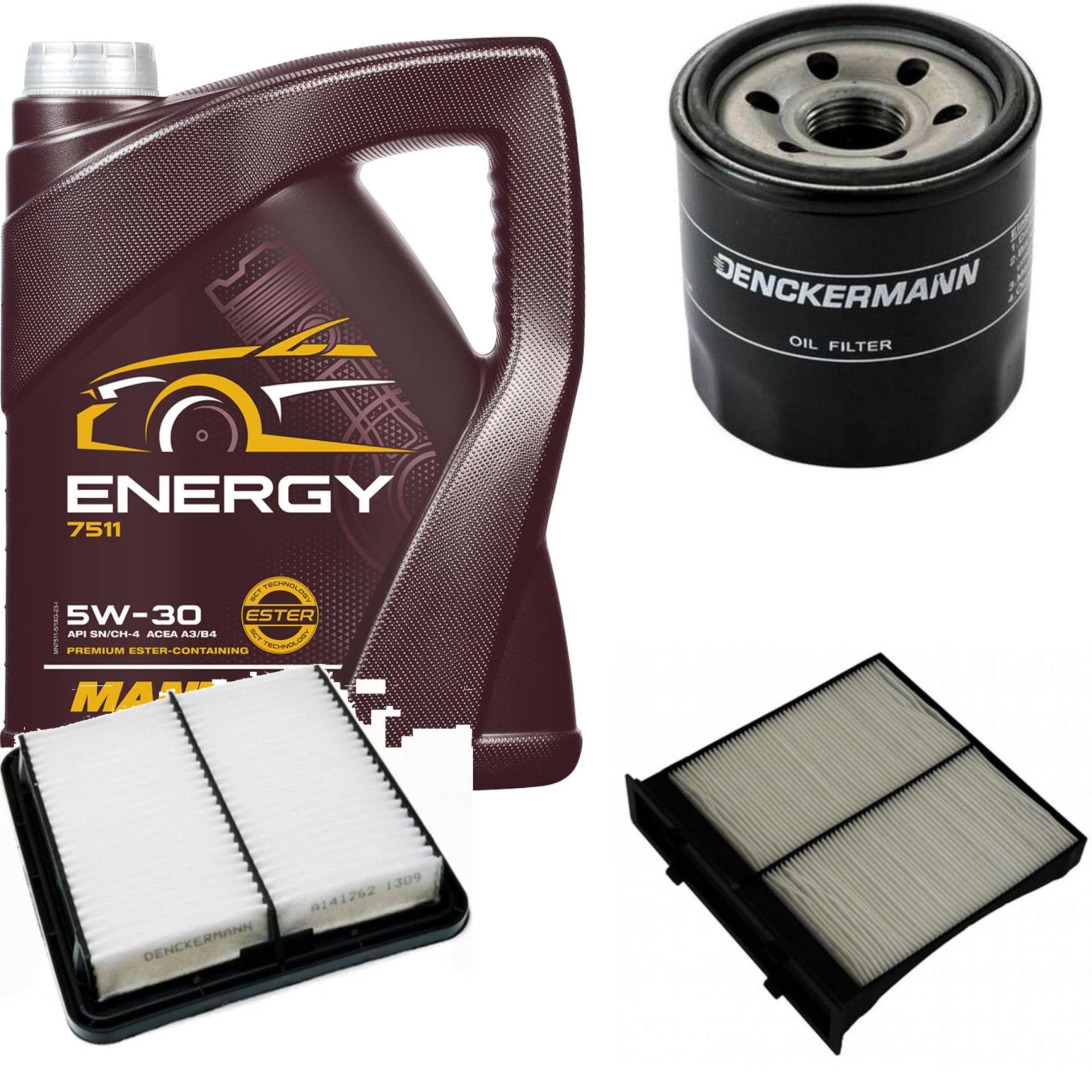 Inspektionspaket Wartungspaket Filterset mit Energy 5W-30 5L, Luftfilter, Innenraumfilter, Ölfilter von EISENFELS