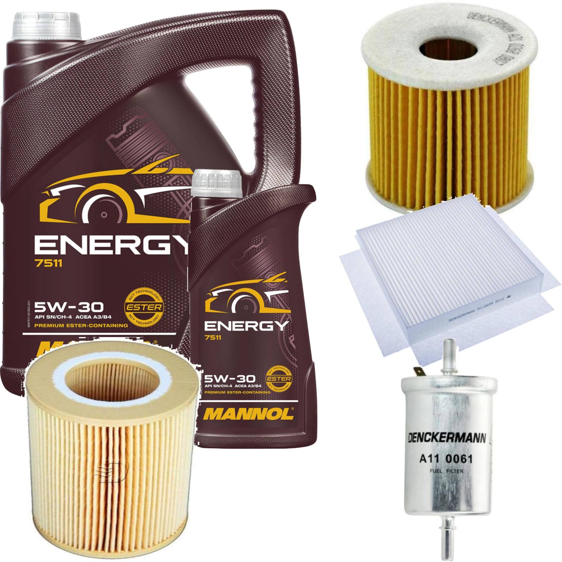 Inspektionspaket Wartungspaket Filterset mit Energy 5W-30 6L, Luftfilter, Kraftstofffilter, Innenraumfilter, Ölfilter von EISENFELS