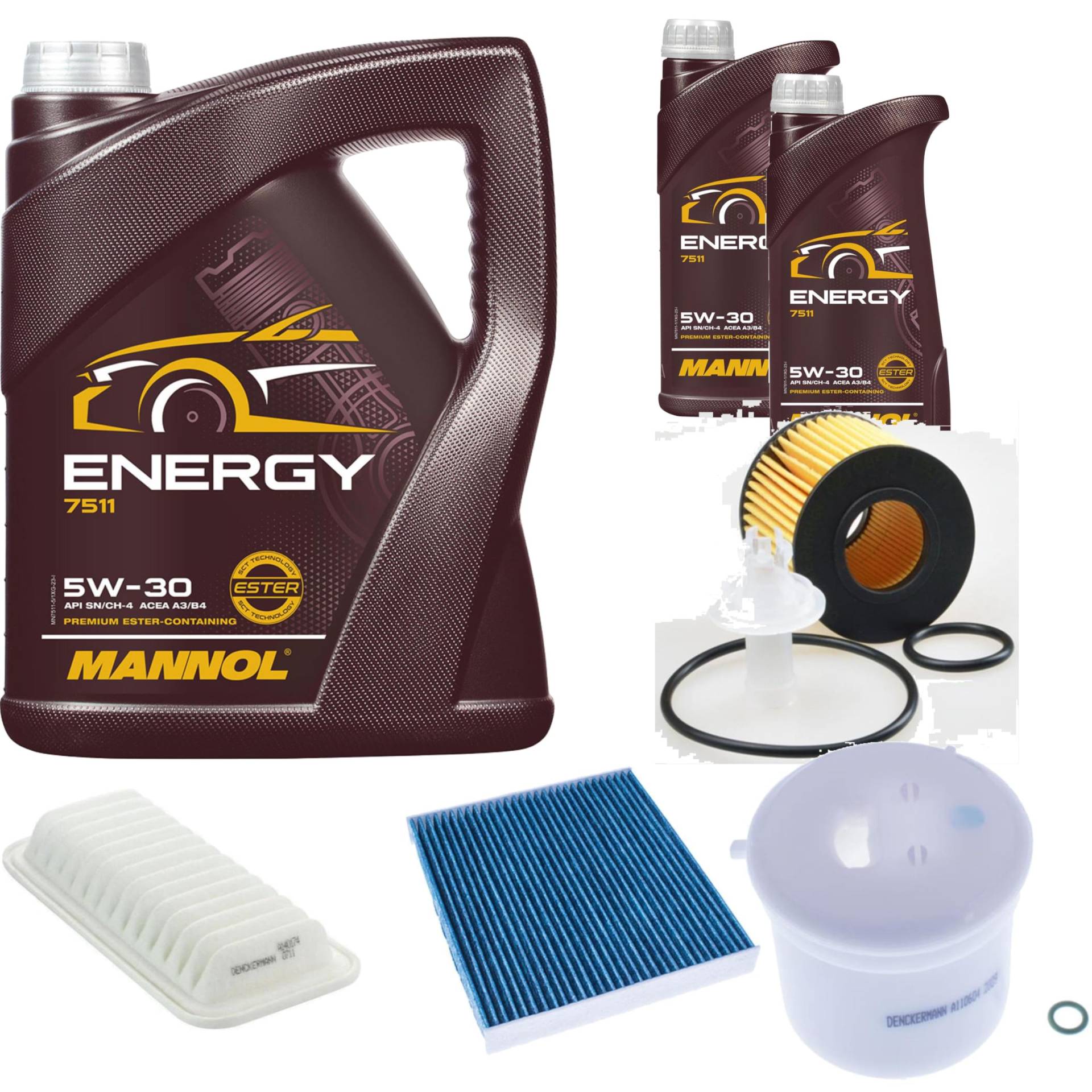 Inspektionspaket Wartungspaket Filterset mit Energy 5W-30 7L, Ölfilter, Aktivkohlefilter Innenraumfilter, Luftfilter, Kraftstofffilter von EISENFELS