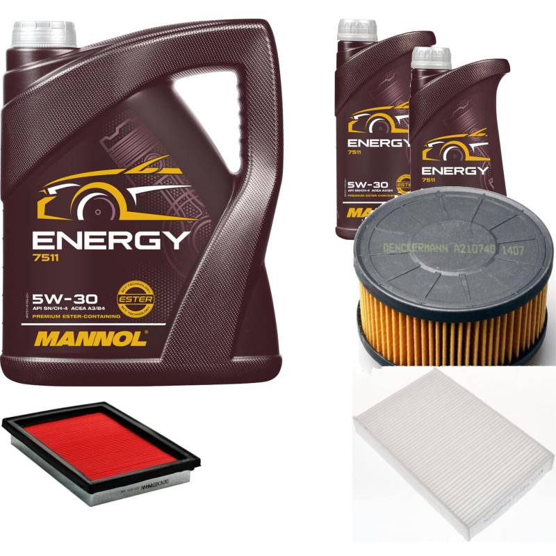 Inspektionspaket Wartungspaket Filterset mit Energy 5W-30 7L, Ölfilter, Luftfilter, Innenraumfilter von EISENFELS