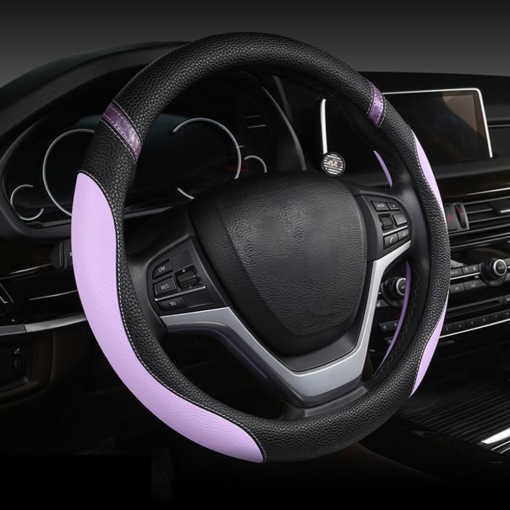 Runde Lenkradhülle Auto Für Hyundai All New Tucson NX4 2021 2022, Lenkradbezug Anti Rutsch Atmungsaktives Lenkradschutz Lenkräder Form Lenkrad Abdeckung,Purple-PU von EIZOFKWM