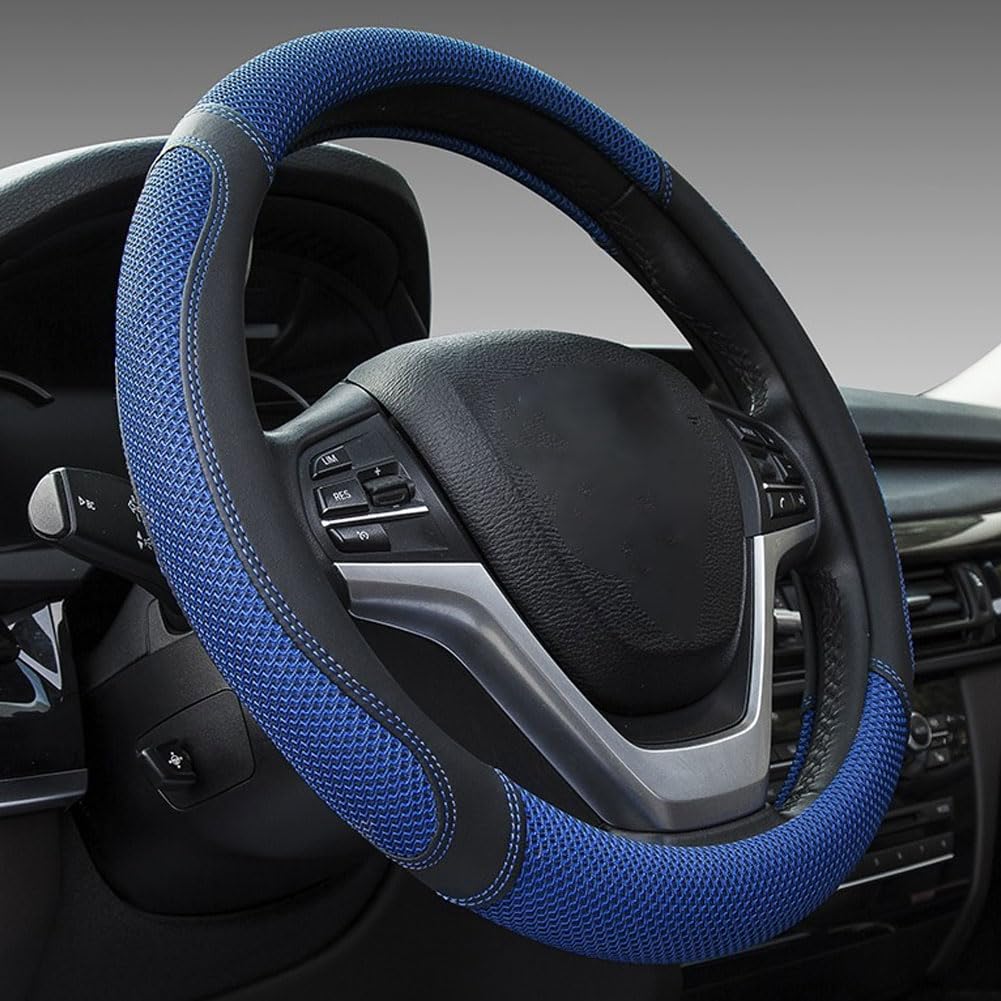 Runde Lenkradhülle Auto Für Suzuki Vitara 2016-2020, Lenkradbezug Anti Rutsch Atmungsaktives Lenkradschutz Lenkräder Form Lenkrad Abdeckung,Blue-Mesh cloth von EIZOFKWM