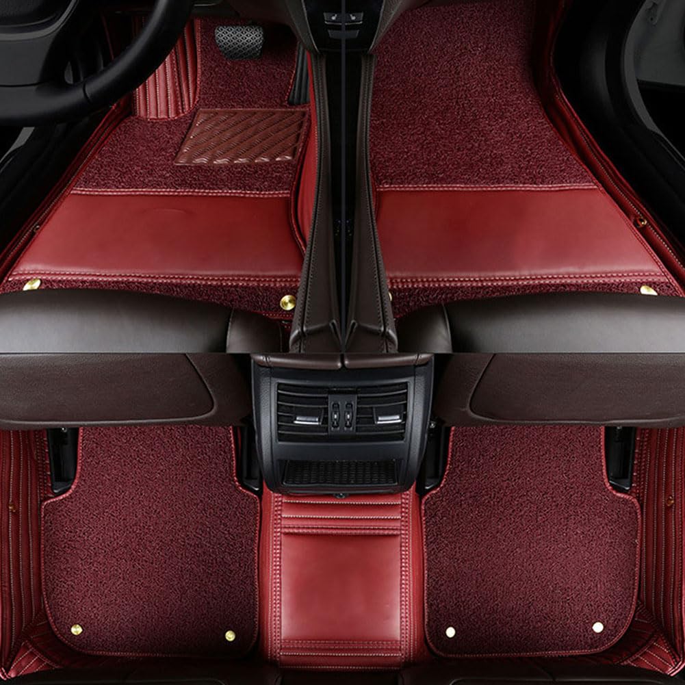 Vollflächige Auto Fußmatten Für MERCE GLE Coupe 2015-2020 C292, Maßgeschneiderte Schutzteppiche Fußpolster Schützende Teppich Interieur Accessoires,Wine red + wine red silk circle von EIZOFKWM