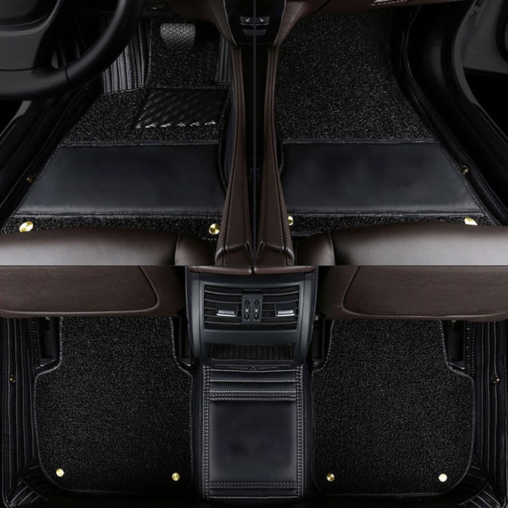 Vollflächige Auto Fußmatten Für MERCE GLS 2019-2024 X167, Maßgeschneiderte Schutzteppiche Fußpolster Schützende Teppich Interieur Accessoires,Black + rice noodle + black silk Ring von EIZOFKWM