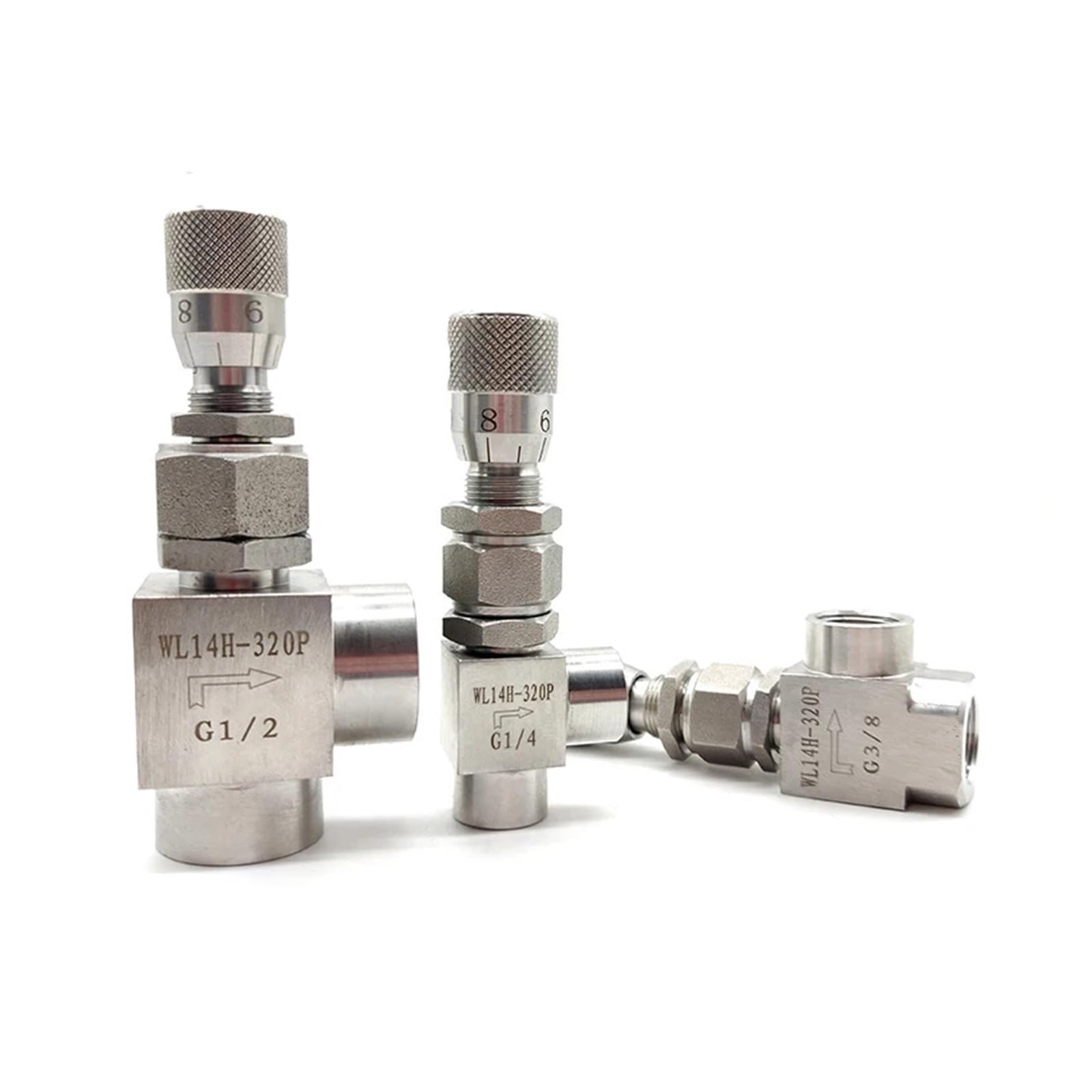 304 Stainless Steel Right Angle Type regulating valve female thread 1/4" 3/8" 1/2" Micrometering needle valve with scale EKFBQBGW(1/8") von EKFBQBGW