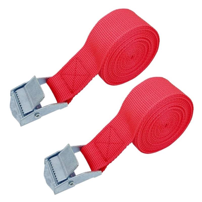 2pcs 5M Car Tension Rope Tie Down Strap Strong Ratchet Belt Car Luggage Bag Cargo Lashing Strap for Truck Motorcycle Bike Boat Strapazierfähige Ratschengurte(Red) von EKalgretrA